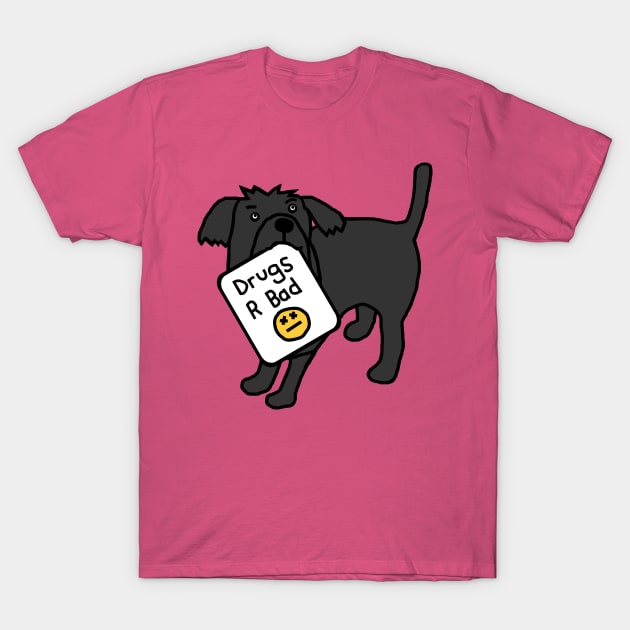 Cute Dog with Anti Drugs Message T-Shirt by ellenhenryart